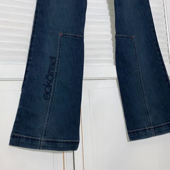 Vintage ECKO Red Flare Jeans Embroidered Logo Size 9 - Picture 10 of 16